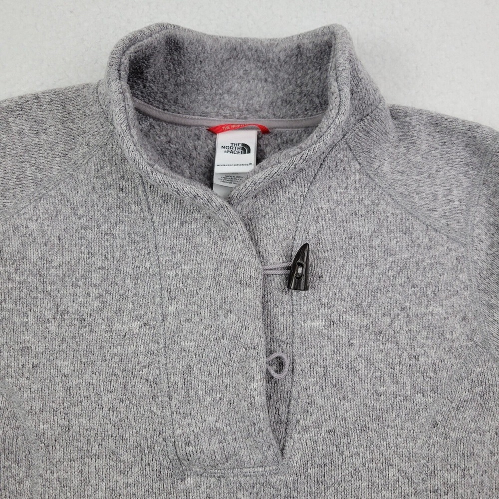 The North Face 1/4 Toggle Pullover Sweater Womens‎ Size Small Gray READ
